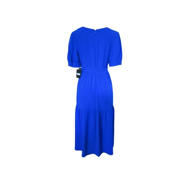 NWT, DKNY Blue Short Sleeve Tiered Midi Dress Size 4 With Belt - Picture 6 of 8
